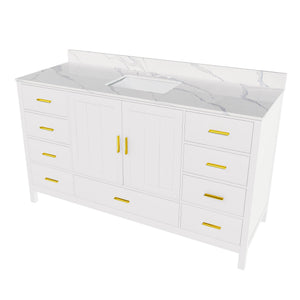 60" Modern Solid Wood Bathroom Vanity with Sink
