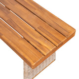 Outdoor 6 Pieces Acacia Wood Dining Set with Handwoven Rattan Legs