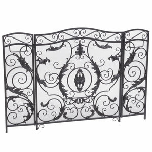 Mariella Traditional Floral Iron Fireplace Screen With Ornate Design