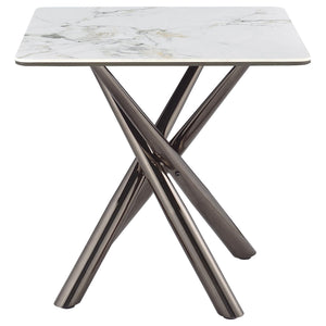 Carvell Square Sintered Stone End Side Table Mirage White