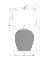 25" Table Lamp with Rattan Base and Linen Drum Shade