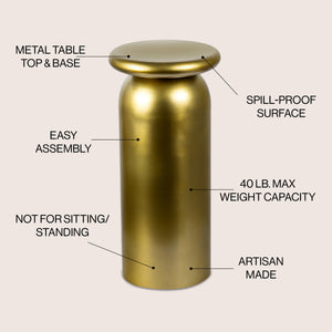 Miles Mid-Century Modern Metal Sleek Cylinder Drink Table