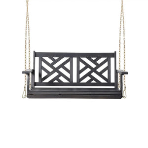 Alejandro - Acacia Wood Porch Swing With Slat Panel Seating
