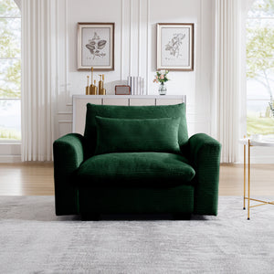 Green Corduroy Deep Seat Single Sofa Accent Chair