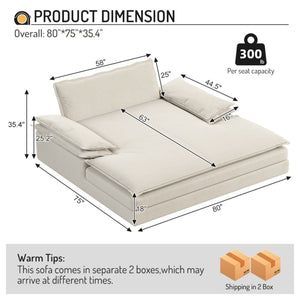 Modern Oversized Double Chaise Lounge Chair