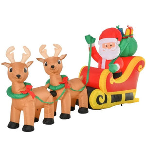 Outdoor Inflatable Santa Claus Decoration with Sleigh and Reindeer