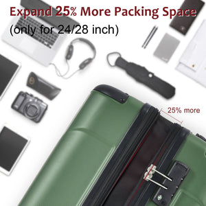 Lightweight Durable ABS Hardshell Luggage - 24-Inch (Green)