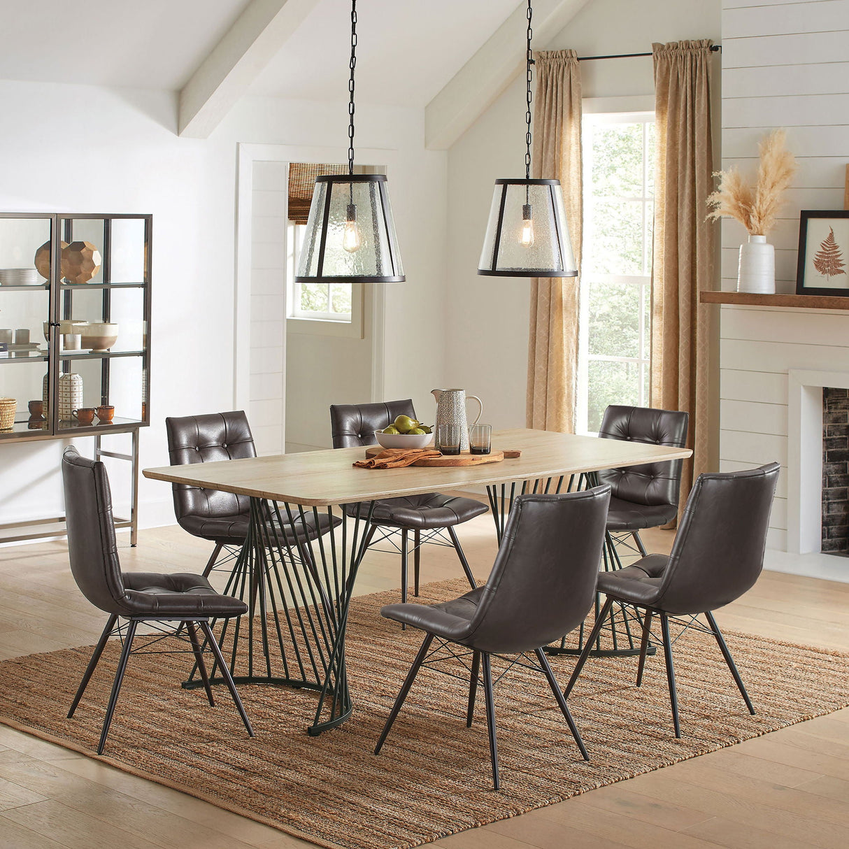 Back Dining Chairs With Button Tufting (Set of 4) - Brown