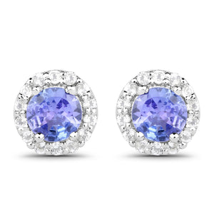 3.77 Carat Genuine Tanzanite and White Topaz .925 Sterling Silver 3 Piece Jewelry Set (Ring, Earrings, and Pendant w/ Chain)
