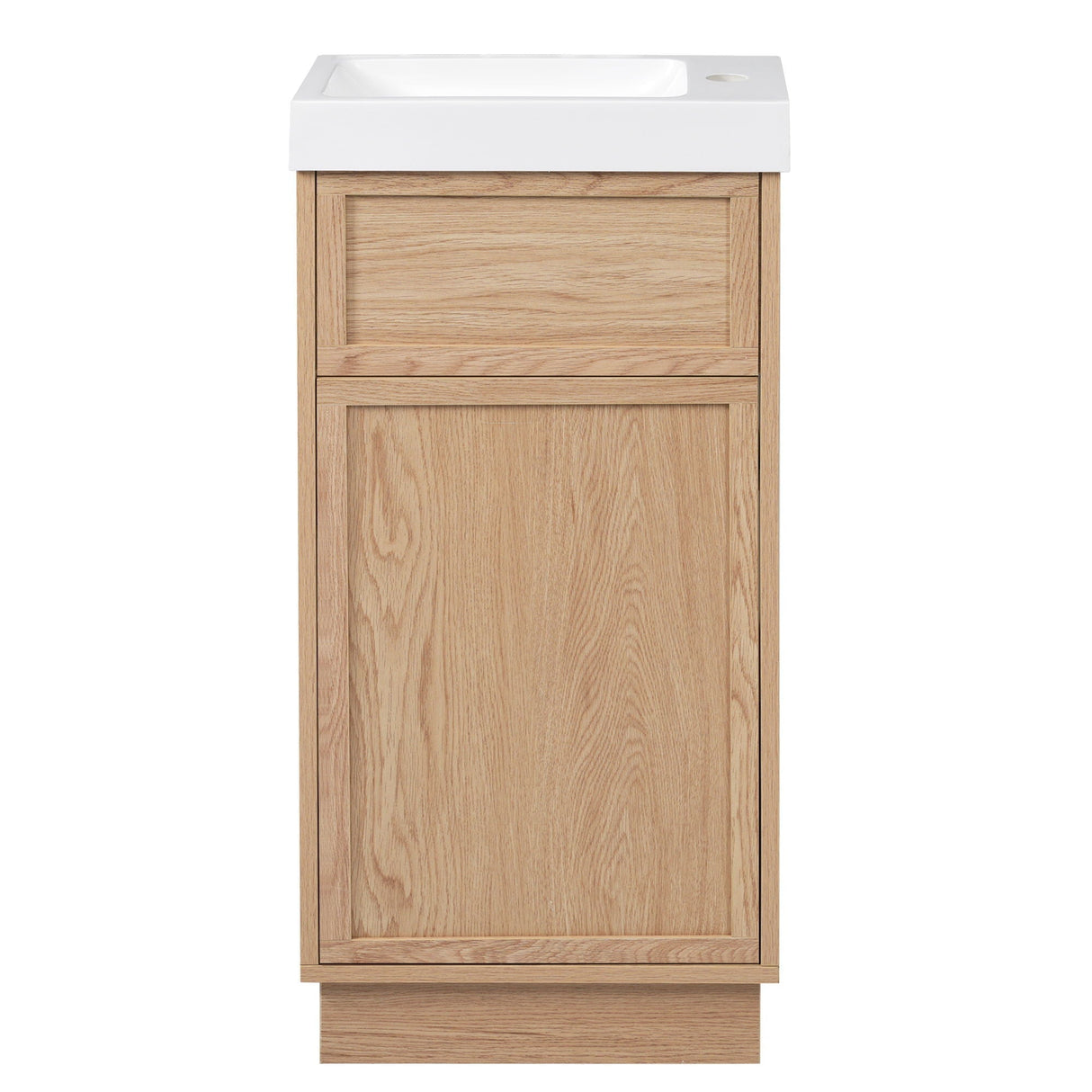 15.75" Wood Bathroom Vanity with Reversible Resin Sink and Cabinet
