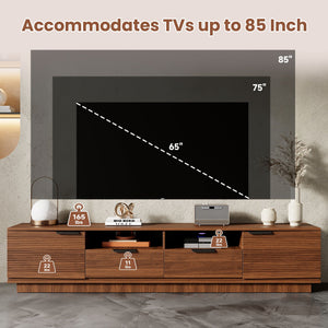 TV Stand, Entertainment Center With Deep Drawers, Cable Management & Soft Closing Hinges