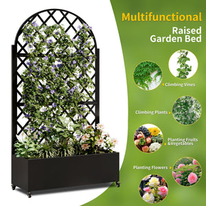 Round Metal Planter Box with Trellis