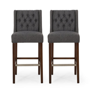 Solstara - Upholstered Dining Barstool With Button Tufted And Wing Back