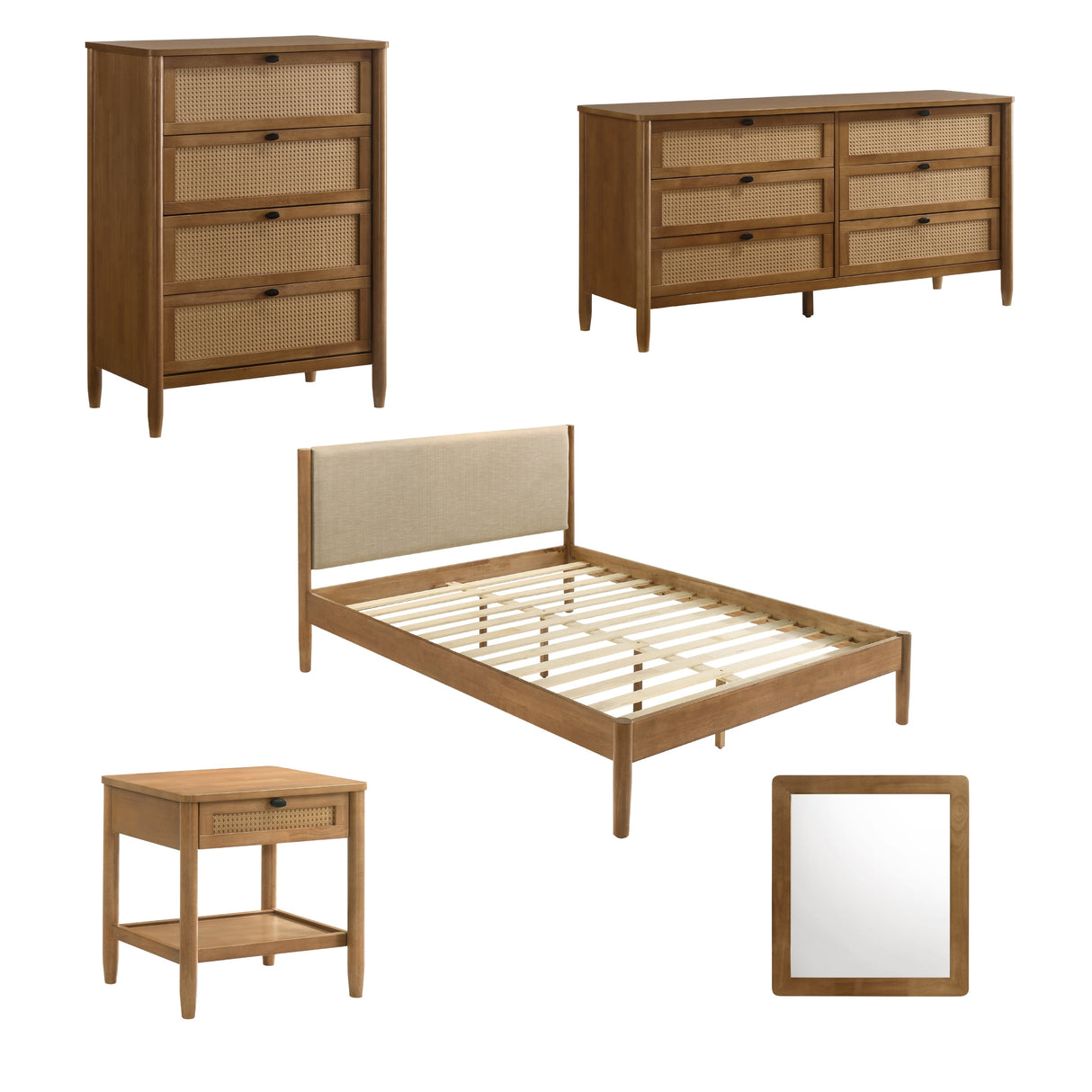 Vichy 5-Piece Rubberwood Queen Bedroom Set