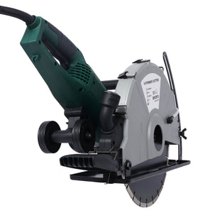 Portable Electric Corded Circular Concrete Saw 14" Wet / Dry Cutter 2600W Green Steel With Water Line & Guide Roller - Green