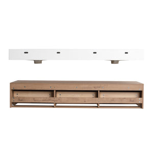 Contemporary Wall Mounted Bathroom Vanity With Dual Resin Sink And Soft Close Drawer