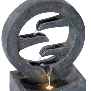 26.77'H Gray Circular Polyresin Outdoor Water Fountain with LED Light