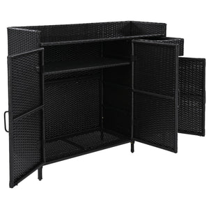 K&K 47.5"W Wicker Outdoor Storage Cabinet with Tempered Glass Desktop