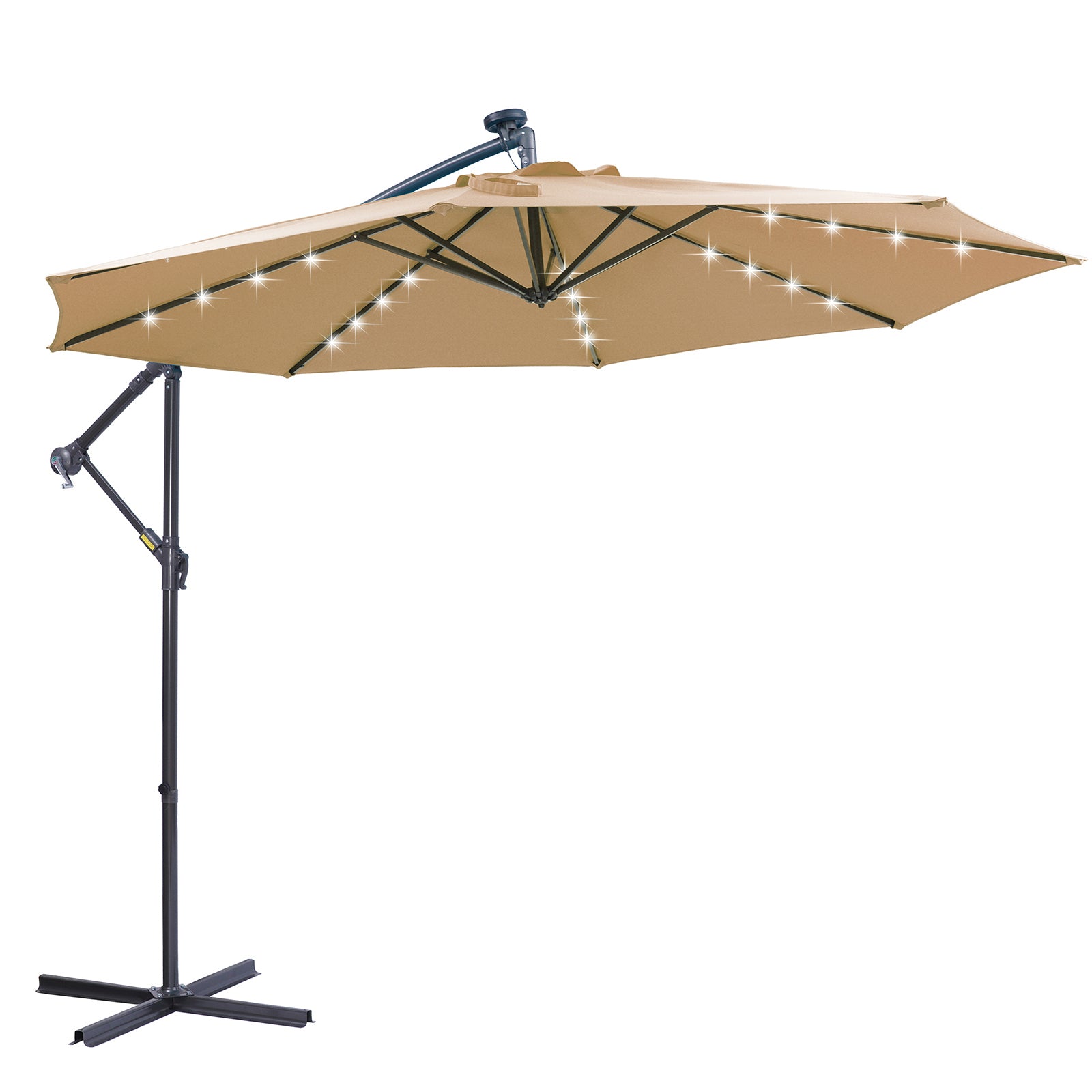 10-ft-Outdoor-Patio-Umbrella-Solar-Powered-LED-Lighted--Umbrella-with-Crank-and-Cross-Base-Umbrellas-&-Sunshades