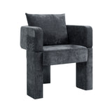 Modern 3-Leg Chenille Accent Chair with Ergonomic Arms & Removable Pillow, Gray