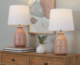 Balconee 20" Ceramic Table Lamp with Vase Shaped Base and Textured Pattern, Set of 2