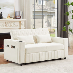Pull-Out Sofa Bed Convertible Couch With Adjustable Backrest For Living Room