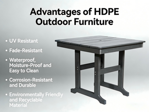HDPE Outdoor Patio Dining Set with Table and 4 Chairs
