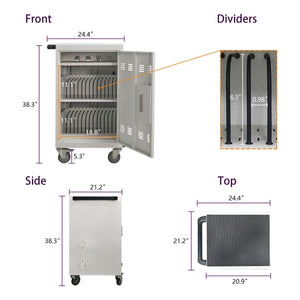 Mobile Charging Cart and Cabinet for Tablets and Laptops - 30 Device Capacity