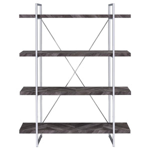 Herringbone - Bookcase With Full Length Shelf - Gray
