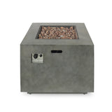 Modern Iron Square Fire Pit with Stone Gray Finish