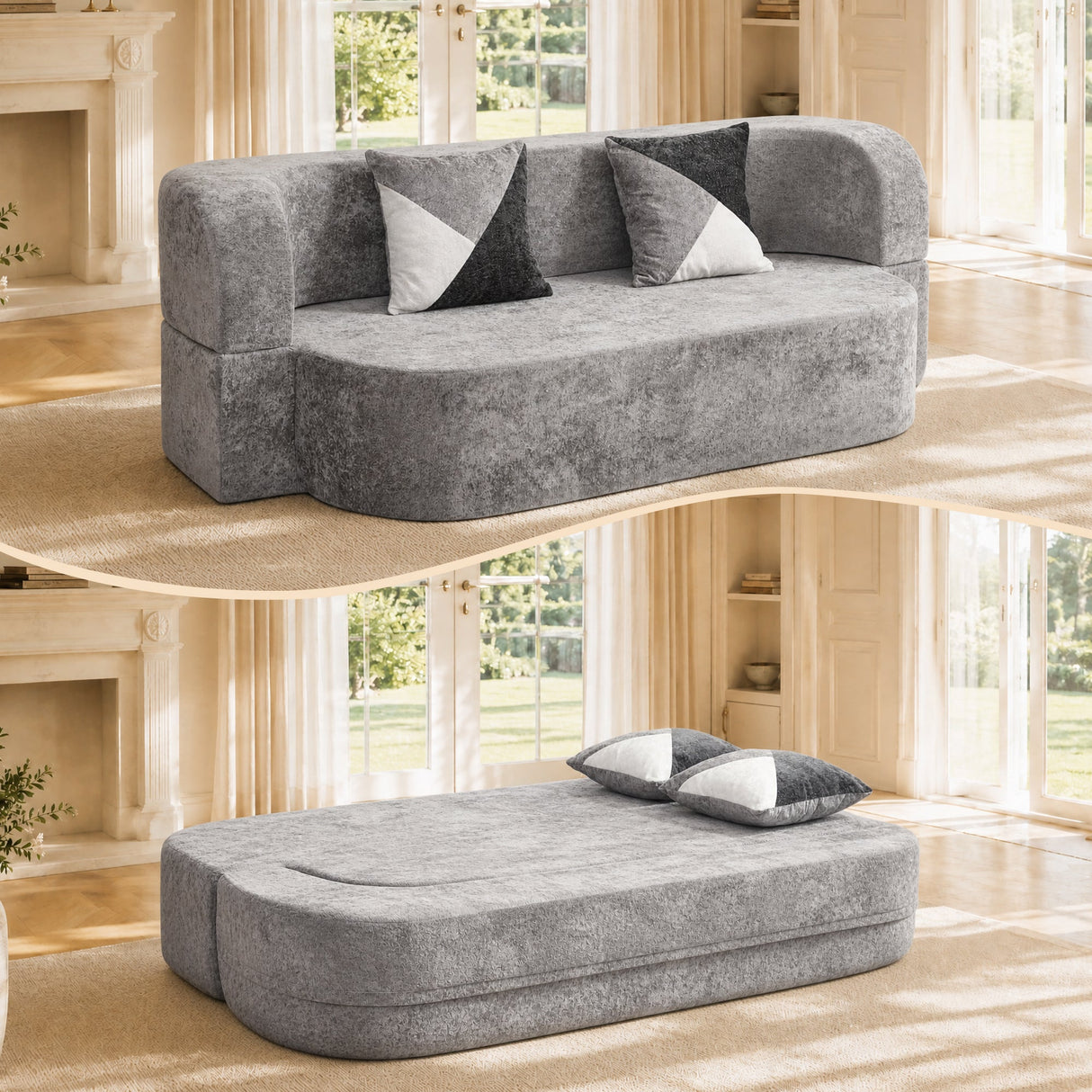 Eggshell Sofa Bed - Convertible Boneless Couch