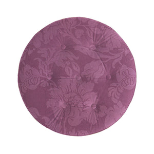 Luxurious Round Upholstered Ottoman with Fringe – Yellow or Purple