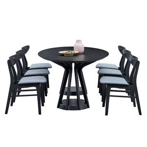 Modern Dining Table Set of 7: 1 Table + 6 Chairs
