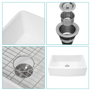 Farmhouse Sink, Apron Front Single Bowl With Arch Edge Design