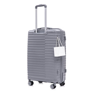 4-Piece PP Spinner Wheel Luggage Set with Cosmetic Case, Light Gray