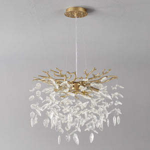 6-Light Chandelier Crystal Ceiling Lamp - Gold Finish