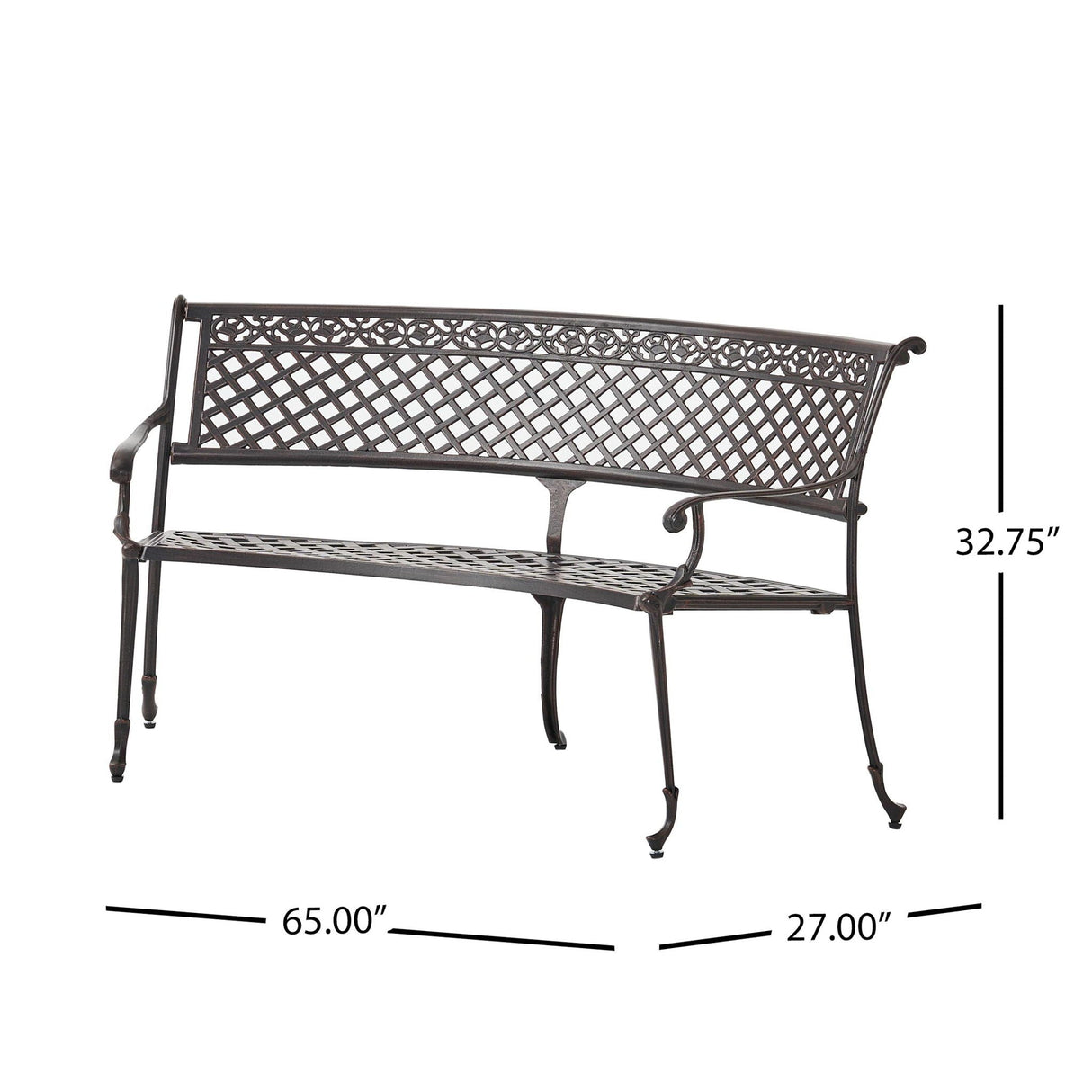 Sector Bench with Curved Design and Diamond Cross Seat - Copper