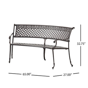 Sector Bench with Curved Design and Diamond Cross Seat - Copper
