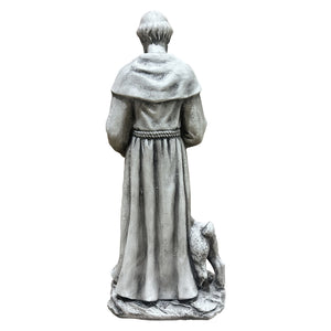 Magnesium Oxide Saint Statue With Lamb Weatherproof Religious Sculpture
