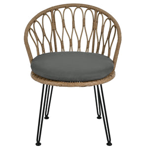 U_STYLE Outdoor Leisure Set with 2 Rattan Chairs & Glass Table
