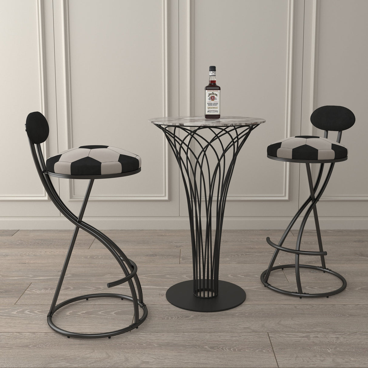 Upholstered S-shaped Barstools Set of 2