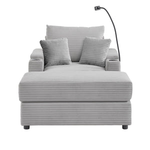 Modern Style Loveseat Sofa Sectional Sofa Couch With Storage Space, A Movable Ottoman, Two USB Ports, Two Cup Holders, A Phone Holder For Living Room
