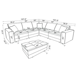 Azure - 6 Piece Upholstered Modular Sectional Sofa - Blue