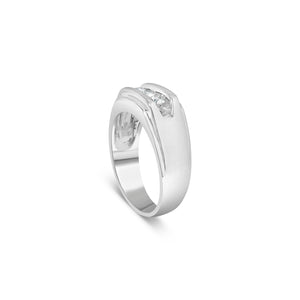 Men's .925 Sterling Silver 1/3 Cttw Diamond Channel Set 3 Stone Ring Band (I-J Color, I3 Clarity) - Ring Size 10