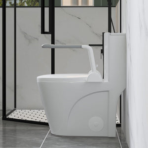 Upgraded Design Armrest, With Glossy Gw 007 1 Piece Toilet With Tornado Flush, Soft Close Seat, Dual Flush Map 1000G, Comfort Chair Seat - Gloss White