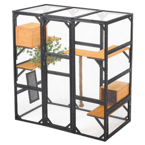 Outdoor Cat House, Diy Cat Enclosure Catio With Double Enter Doors