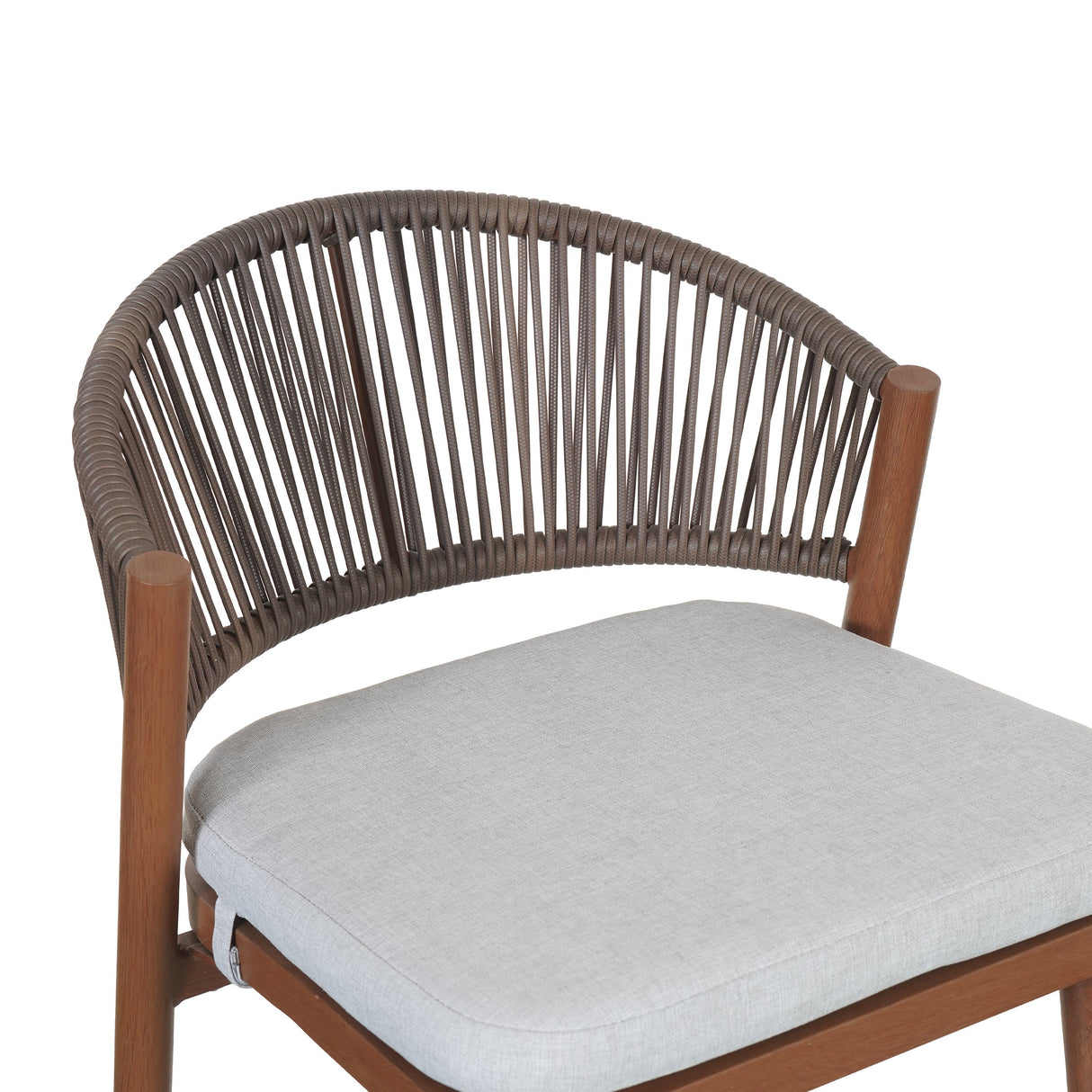 Outdoor 30.25' Bar Height  Aluminum Frame Counter Stools with Scallop-shaped Backrest & Water-resistant CushionsSet of 2Teak Finish