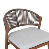 Outdoor 30.25' Bar Height  Aluminum Frame Counter Stools with Scallop-shaped Backrest & Water-resistant CushionsSet of 2Teak Finish