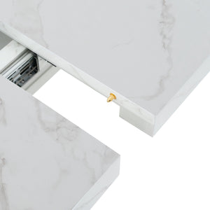 Modern Rectangle Dining Table With Stretchable Top, Storage Cabinet