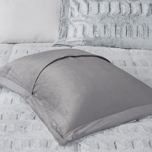 Twin/Twin XL Faux Fur Comforter Mini Set with Hypoallergenic Fill - Grey